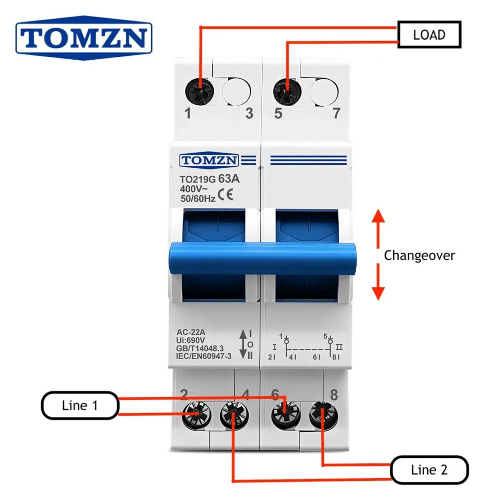 TOMZN TO219G 63A 400V AC Dual Power Manual Transfer Switch (MTS)