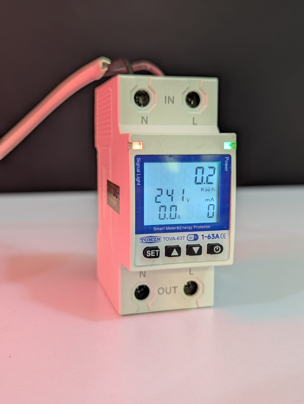 TOMZN TOVA-63T WIFI Circuit Breaker 63A Energy Meter, Timer, Voltage, Current Leakage Protection – Smartlife, TUYA App Support (White Display)